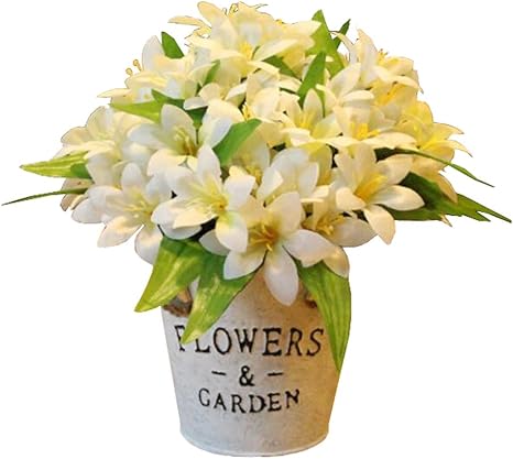 Amazon 結婚式のための人工花 パーティーテーブル装飾 ホワイトリリー 花 観葉植物 フラワーギフト オンライン通販