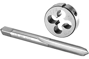 Burkit 1/4"-40 UNS Tap and Die Set, 1/4 x 40 UNS Machine Thread Tap and Round Die Right Hand