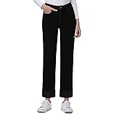 KDF Women's Fleece Lined Jeans Women Straight Leg Winter Fleece Lined Pants High Waist Lined Jeans Heated Wide Leg Jeans