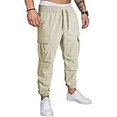 JMIERR Mens Casual Cargo Joggers Pants Elastic Waist Drawstring Stretch Relaxed Fit Work Pants Tapered Sweatpants