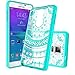 Samsung Galaxy Note 4 Case Clear with HD Screen Protector, AnoKe Mandala Flower Cute Women Girls Acrylic Rubber TPU Bumper Ultra Thin Slim Fit Phone Cover Cases for Samsung Galaxy Note 4 -TM CH Mint
