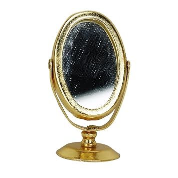 Generic 112 Dollhouse Bedroom Dressing Table Miniature Stand Mirror---Golden