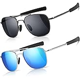 SUNGAIT Men's Military Style Polarized Pilot Aviator Sunglasses Bayonet Temples