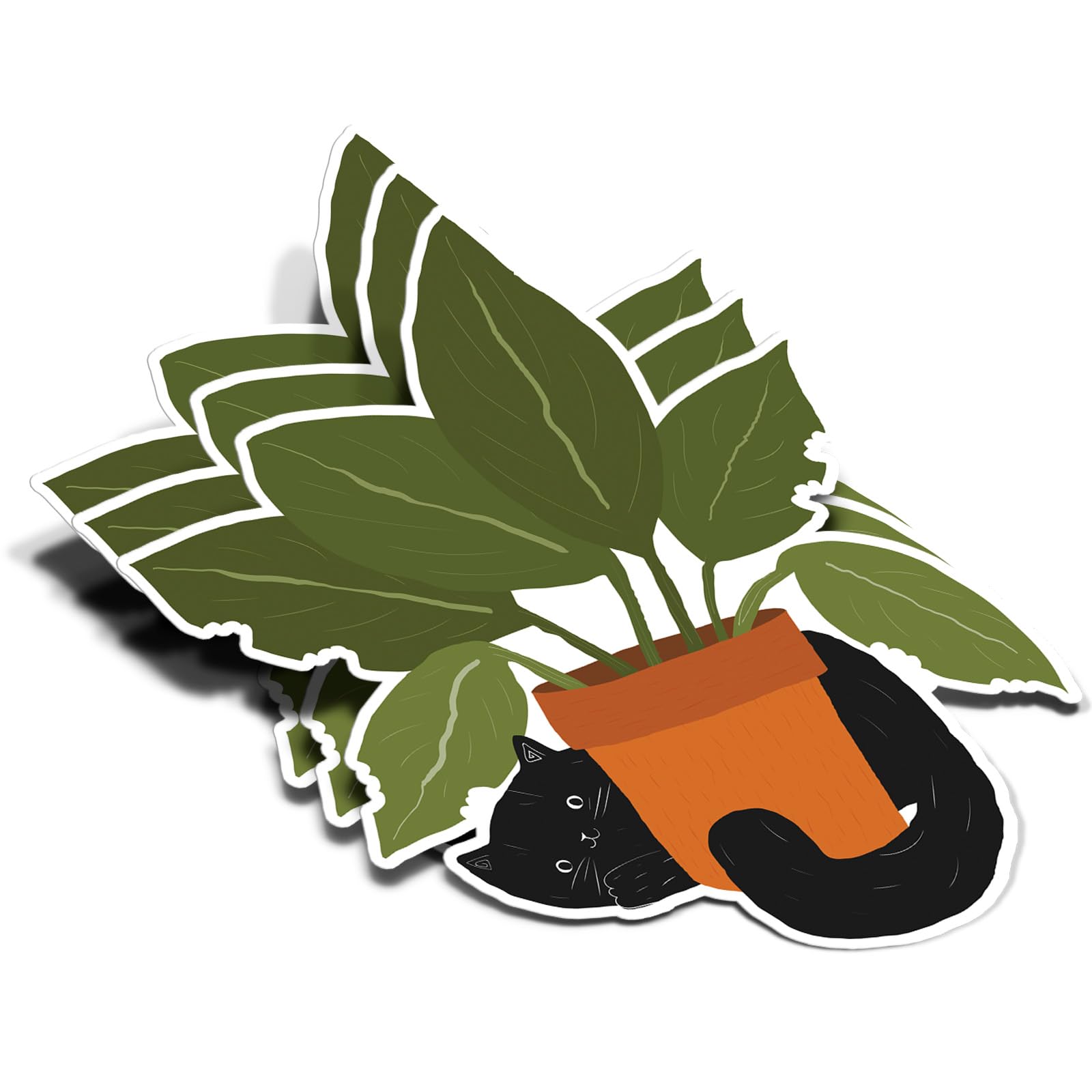 Photo 1 of (3Pcs) Cat and Houseplant Sticker Plant Lover Botanical Gardener Gift Decal Waterproof Vinyl Stickers Adult for Laptop Kindle Car Tumbler Water Bottle Mug Phone Notebook - Size 3”x2.5”