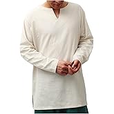 ANINECT Mens Medieval Shirt Linen Undershirt Tunic Long Sleeves Renaissance Pirate Cosplay Costumes for Halloween