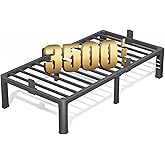 FUIOBYVV 14 Inch Twin Bed Frame with Rounded Corner and Headboard Hole Mattress Retainers 3500 LBS Metal Heavy Duty Steel Slats Support No Box Spring Needed Platform Noise Free Easy Assembly