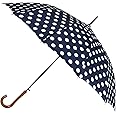 Agaric Classic Wooden Hook Handle J Stick Umbrella Auto Open Windproof Umbrella for Women (Navy Blue)