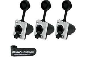 Alvin's Cables RJ45 Waterproof Coupler Socket Connector IP65 Ethernet Panel Mount RJ45 Connector Black 3 Pcs