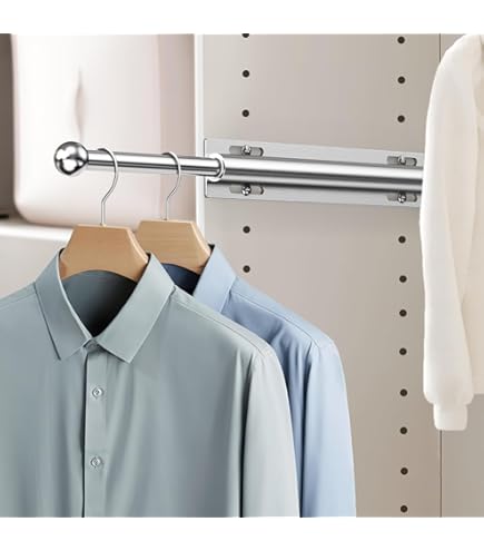 Tringle De Valet Coulissante Pour Placard - Lot De 2 Avec 12 Crochets, Organisateur De Cravates Et Ceintures