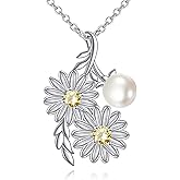 Vadmans Flower Necklace Sterling Silver Daisy/Sunflower Pendant Beautiful Flower Jewelry Gifts for Women Mother