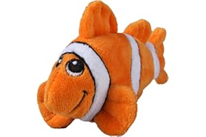 SmartPetLove Tender-Tuffs Tiny - Tough Plush Dog Toys for Puppies and Small Breeds - Stuffed Orange Clownfish with Puncture Resistant Squeaker