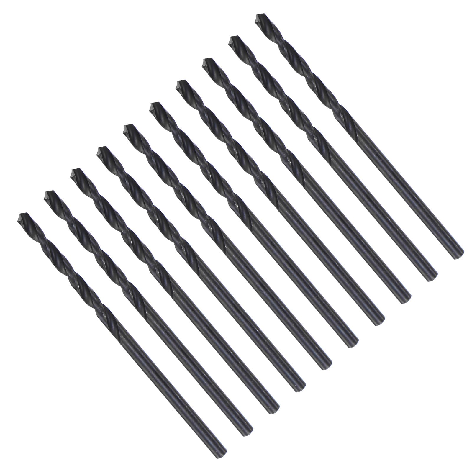 CoCud Twist Drill Bits, 2.3mm Cutting Diameter 0.09" Shank, High-Speed Steel Black Oxide Coating Jobber Bit Set (Applications: for Metal Wood Plastic), 10-Pieces