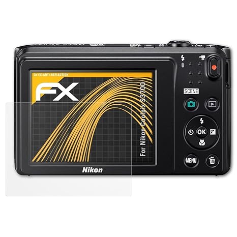 atFoliX Panzerfolie kompatibel mit Nikon Coolpix S3700 Schutzfolie, entspiegelnde und stoßdämpfende FX Folie (3X)