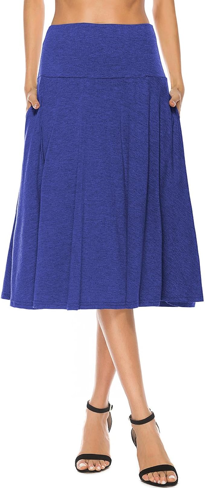 YiLiQi Women‘s High Waist Knitted Pleated Pocket Midi