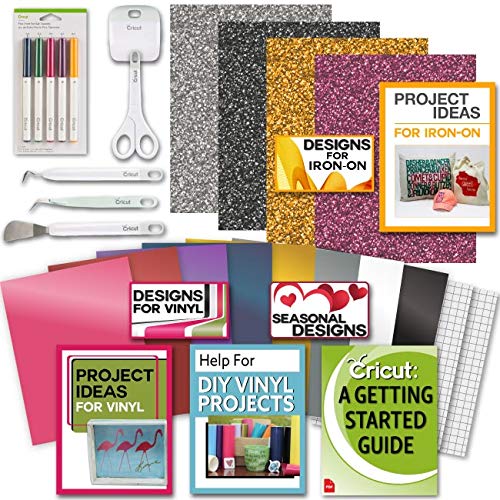 Cricut Tools Bundle Beginner Cricut Guide, Vinyl Pack, Basic Tools and Cricut Explore Fine Point Pens