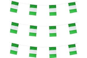 ZXvZYT Nigeria Nigerian Flag Banner String,Small Mini Nigeria Pennant flags,For Grand Opening,Olympics,National Sports Events,Party Festival Decorations(50 Feet 38 Flags)