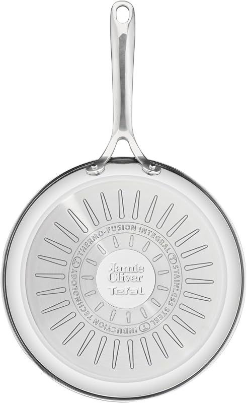 Jamie Oliver - Conjunto de 2 tabuleiros de 24/28 cm, Indução Adequado, sem revestimento antiaderente, Thermo-Fusion, seguro para máquina de lavar loiça e forno, aço inoxidável