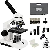 Wevision M2 Dual Power Supply Compound Monocular Microscope 40X-2000X for Adults &amp; Students All-Metal STEM Lab Kit with Glass Optics, Dual LED, Slides &amp; Carry Case