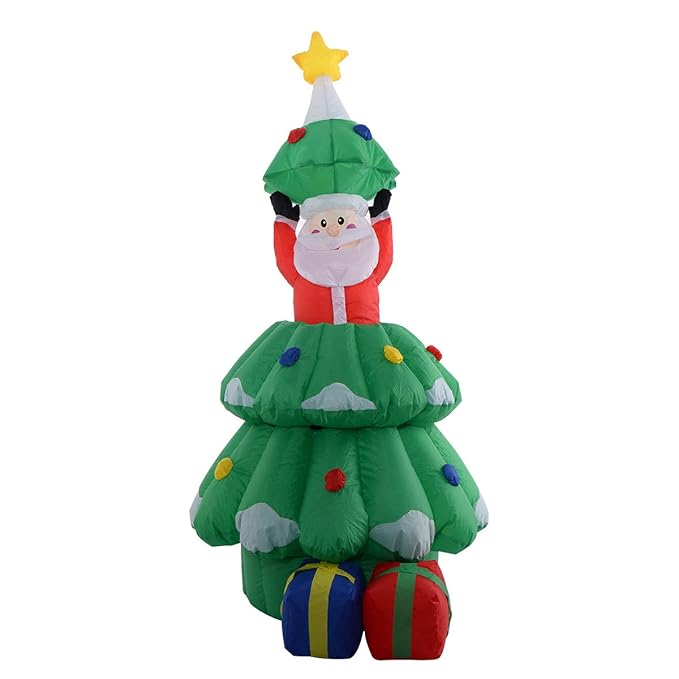 LED Weihnachtsbaum mit Weihnachtsmann Ballon aufblasbar Weihnachtsdeko