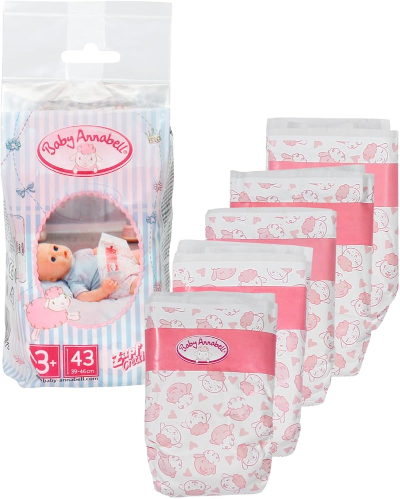 Baby Annabell Nappies Multicolour Small 5 Pack Fits 43 cm Dolls