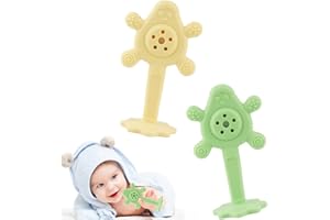 Fu Store Baby Rattles Toys 2 Pack Infant Grab Shake Flexible Rattle Chew Teething Toy Sensory Development Silicone Teethers for Newborn Babies Infant Boys Girls (Yellow&Green)