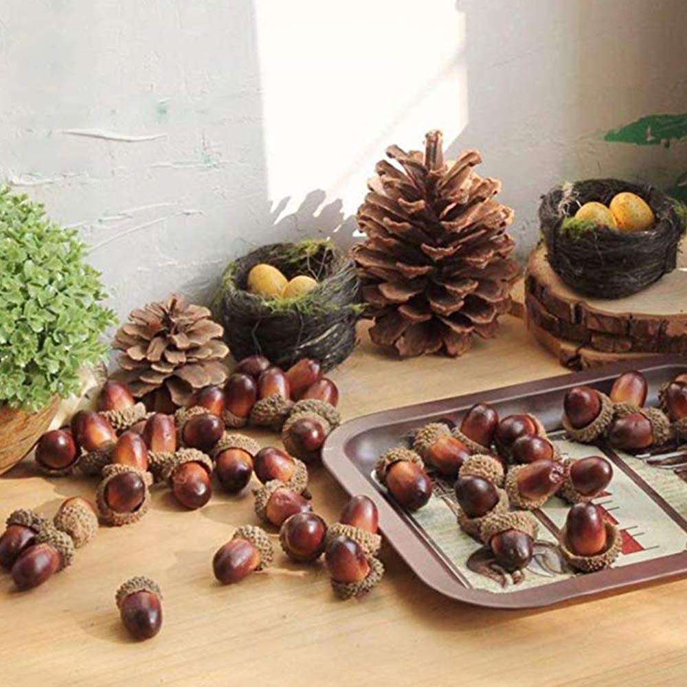 BigOtters Artificial Acorn, 100PCS Fake Nutty for Home Vase Filler Decor, 1.2\
