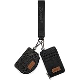 Montana WestxWrangler KeyChain Wristlet Wallets for Women Western Dual Pouch Wristlet Embroidered Boot Scroll Card Holder Wallet With Zipper