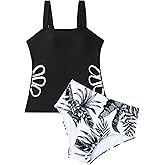 blibean Teen Girls 2 Piece Tankini Sets Swimsuits with Chest Pad Size 6-15 Years