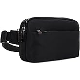 Jessie & James Crossbody Nylon Concealed Carry Waist Pack with Adjustable Buckle Strap Fashion Multi Pocket Belt Bag| Black