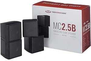 Pure Resonance Audio MC2.5B Dual 2.5” Swiveling Surround Sound Mini Cube Speaker (Pair, Black) (Without Brackets)