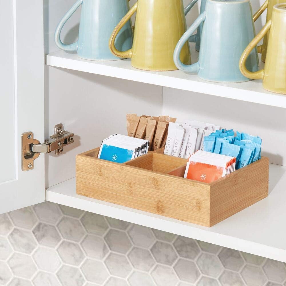 mDesign Kitchen Organiser, Storage Container with 6 Compartments for Holding Sugar Salt, Tea Bags and Other Small Items - Image 3