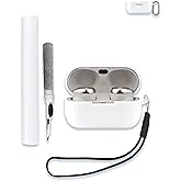 Case for Technics EAH-AZ100 Hi-Fi Wireless Earbuds, Soft Silicone Protective Portable Scratch Shock Resistant Shell with Cleaner Kit & Carabiner & Lanyard，White