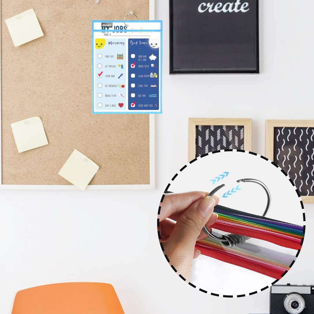 SUNEE Dry Erase Pockets 10 Packs - Reusable & Oversized 10" x 14" - Clear Durable Plastic Sleeves with 1 Book Ring for Classroom Organization, Teacher and School Supplies : Office Products