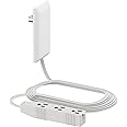 LIDER Flat-Face Outlet Extender with 3 Receptacles, Ultra-Thin Wall Plate Plug with Cord Extender and 3-Outlet Power Strip, 8ft Cord, LWE8-315-W, White