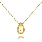 misszhi 14K Gold Necklaces for Women Gold Necklace for Women Teardrop Necklaces for Womens Delicate Water Drop with Polished Surface Womens Tear Drop Necklaces