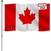 Hypoth Double Sided Canada Flag 2x3 FT Outdoor- UV Fade Resistant 3Ply Canadian National Flags Canvas Header with 2 Brass Grommets Easy to Rising
