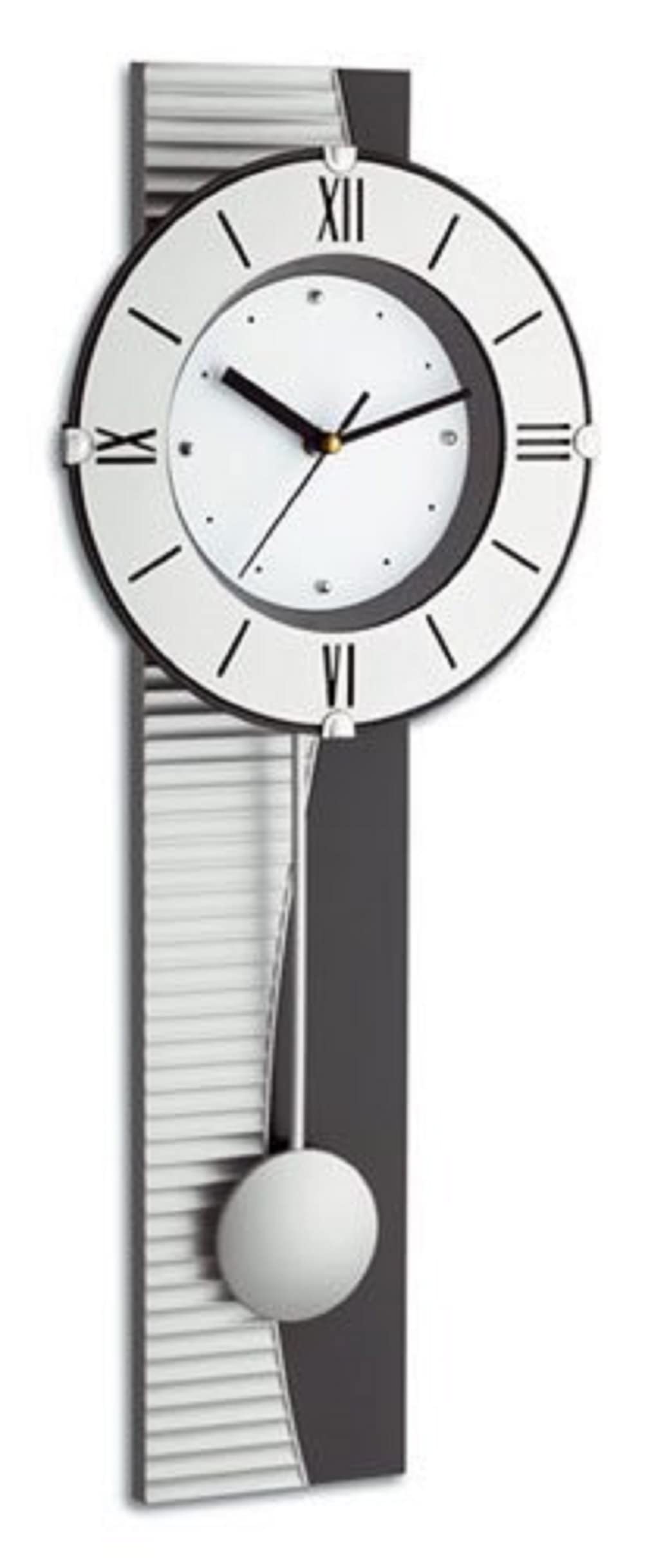 TFA Pendulum Wall Clock, Silver