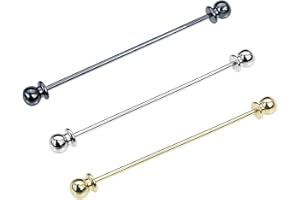 VVCOME 3PCS Classic Ball Head Brass Shirt Collar Bar Tie Pins Set for Men Wedding Business with Gift Box