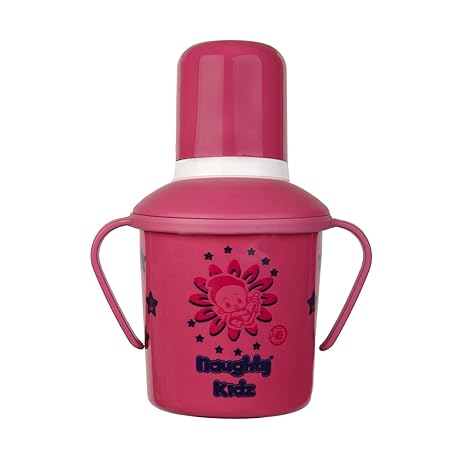 NAUGHTY KIDZ Premium Sipper with Soft Nipple and Spout Sipper with Spoon (Pink)