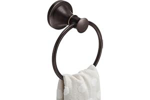 BESy Oil Rubbed Bronze Bathroom Hand Towel Ring Towel Holder, Rustproof Wall Mounted Bathroom Hardware Accessory SUS 304 Stainless Steel Towel Rack
