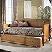 Casey II Wood Daybed with Ball Finials and Roll Out Trundle Drawer, Honey Maple Finish, Twin