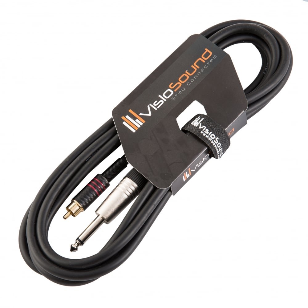 VisioSound 6.35mm 1/4" Mono Jack Plug to Single RCA Phono Audio Lead/Signal/Patch Cable 3m
