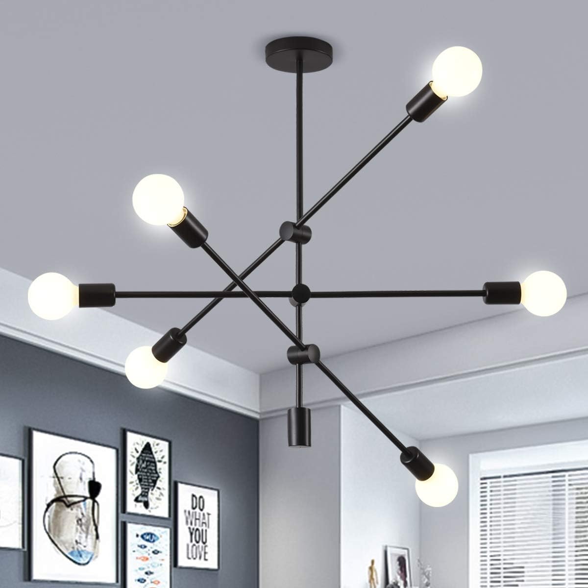 Ganeed Sputnik Chandelier,6 Lights Modern Pendant Light,Industrial