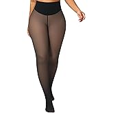 HONENNA Single-Seam Fleece Lined Tights for Women, V-Waist Warm Sheer Thermal Pantyhose, medias térmicas invierno mujer