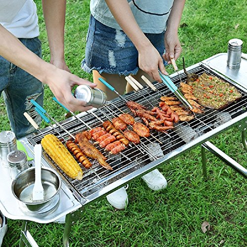 Fold Barbecue Charcoal Grill Stove Stainless Steel Portable Folding Charcoal BBQ Grill - Thumbnail 7