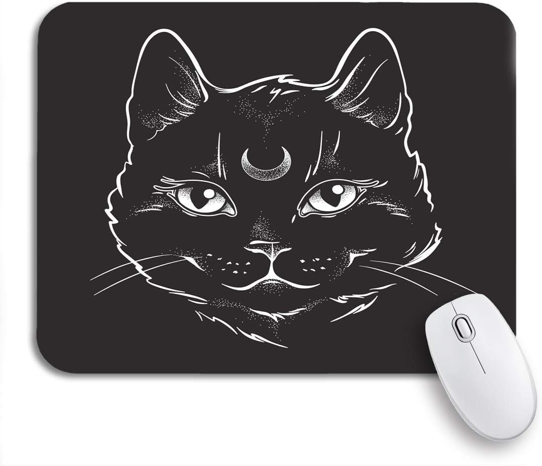 MOBEITI Gaming Mouse Pad Cute Black Cat Moon