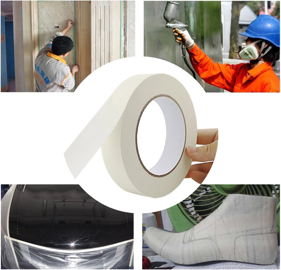 1 Inch White Masking Tape Bulk 12 Packs 60.1 Yards (720 Total Yards) for Multi Purposes, Easy Peel and Tear, for Painting, Home, Office: Office Products