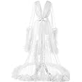 Women's Long Bridal Robes Tulle Lingerie Maternity Bathrobe Photoshoot Illusion Wedding Scarf Party Nightgown