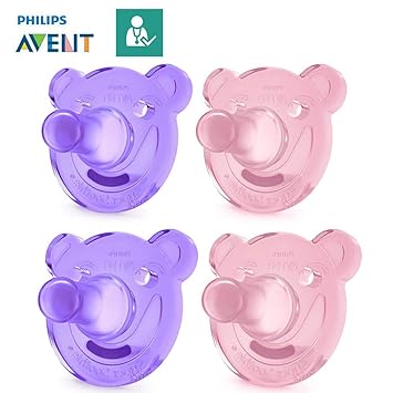 Philips Avent Schnuller Soothie stillfreundlich // 0-3 Mo & 3+ Mo // Gr. 1 & Gr. 2 // Soothie Bärchenform Girl // 4er Set mad