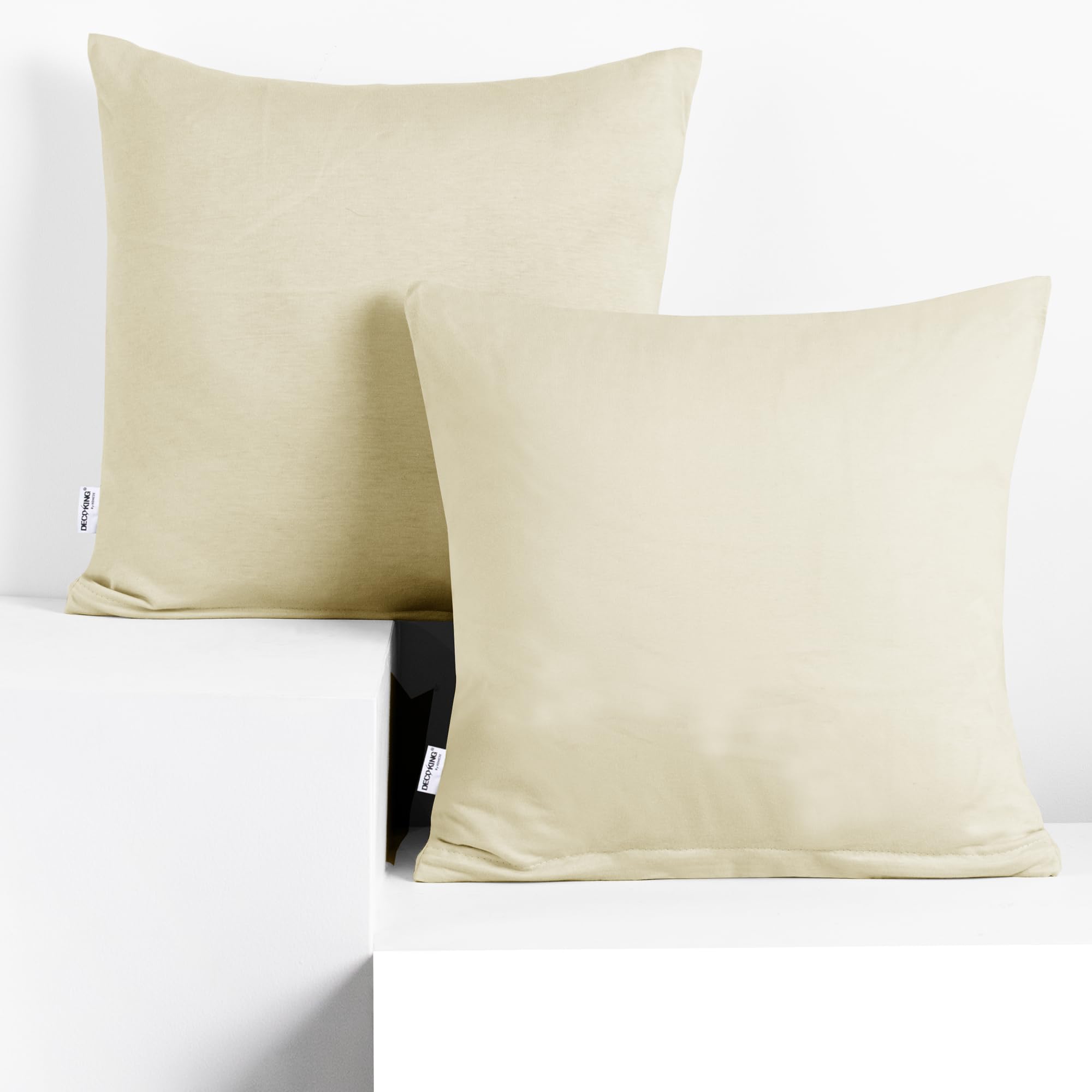 DecoKing 2 Pillowcases 50 x 50 cm Jersey Cotton Zip Beige Amber